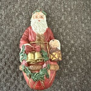 Festive Santa Claus Figurine with Lantern - Red and Gold